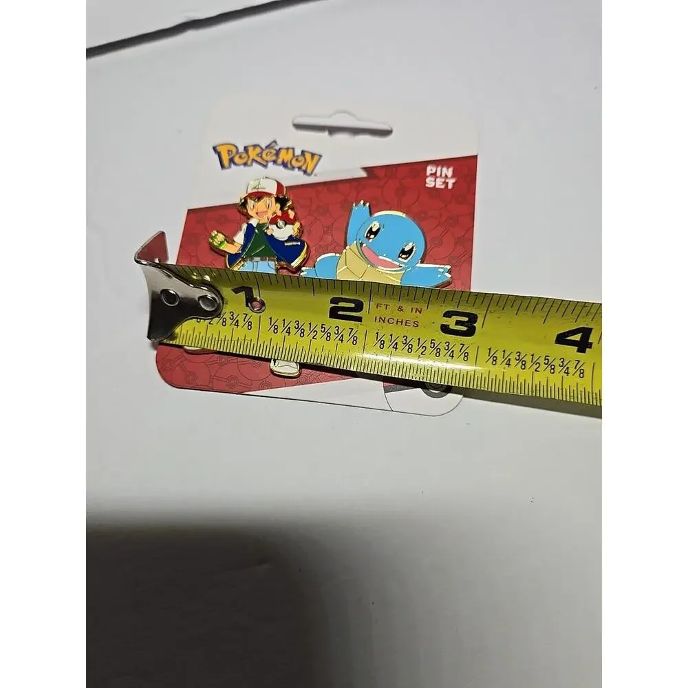 NEW ON CARD Pokemon Ash And Squirtle 2 Piece Metal Enamel Pin Set!